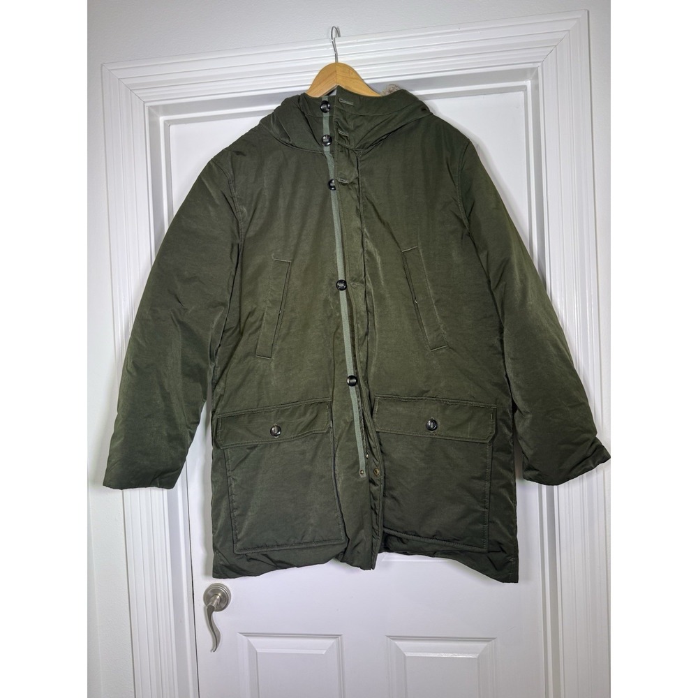 Billy Reid Men's Rabbit Fur Goose Down Army Green Hooded Puffer Coat‎ Parka XXL